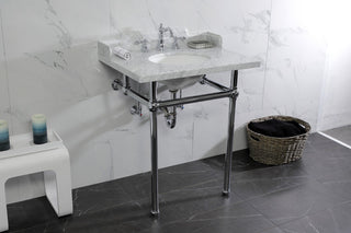 Kingston Brass LMS30MB1 30" Carrara Marble Console Sink, Legs