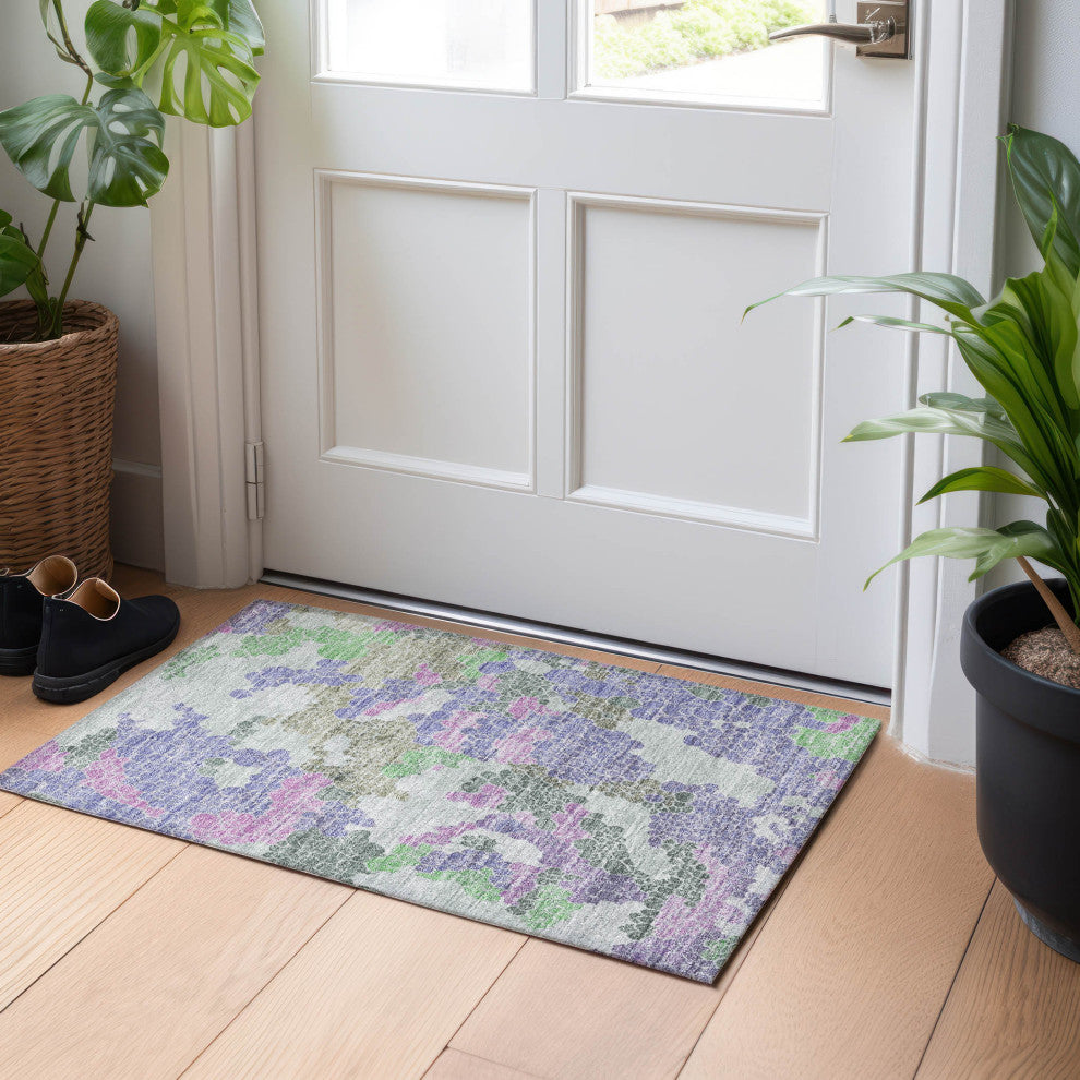 Machine Washable Indoor/Outdoor Chantille ACN1906 Purple 1'8" x 2'6" Rug