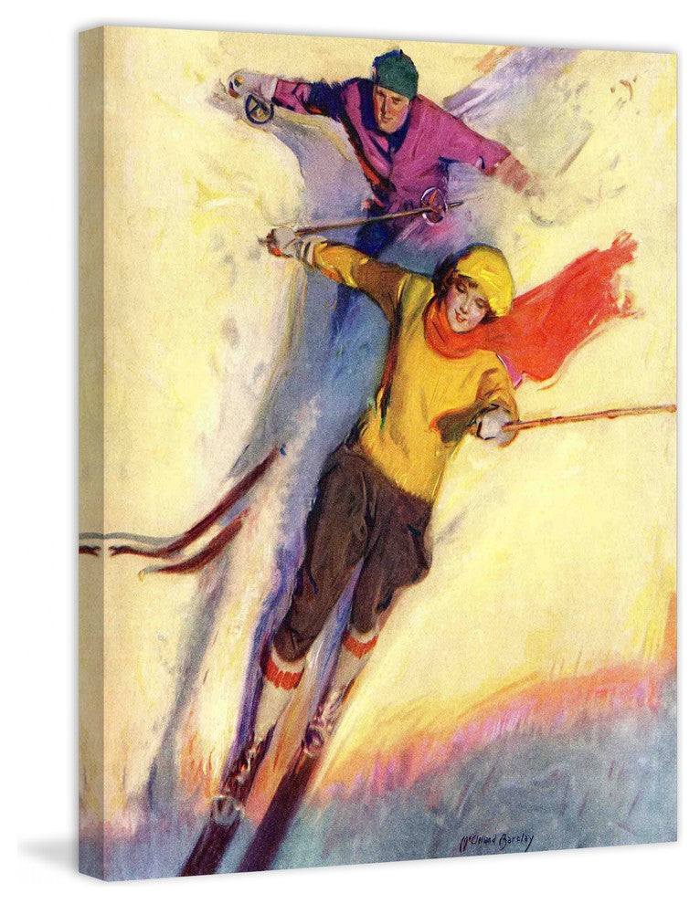 "Downhill Skiing" Painting Print on Canvas by McClelland Barclay