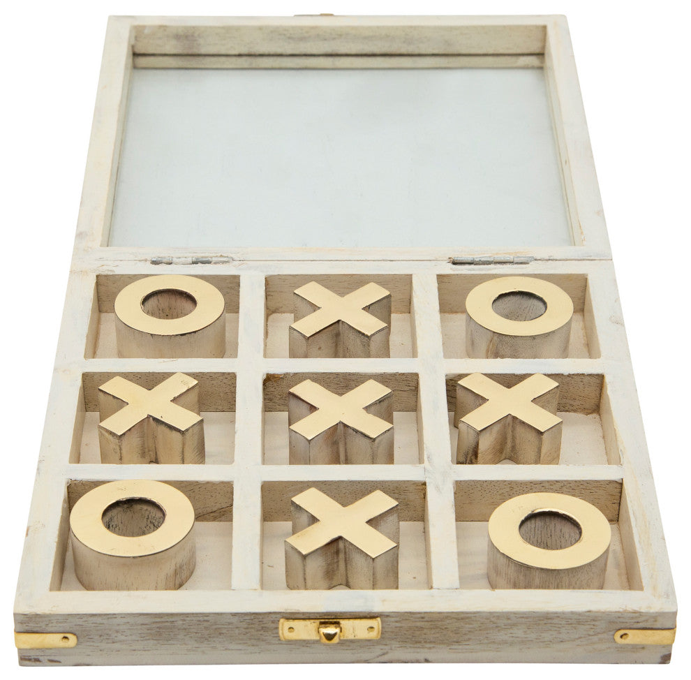 Wood 8x8 Tic Tac Toe, White