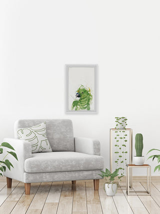 "Green Parrot" Framed Painting Print, 12"x18"
