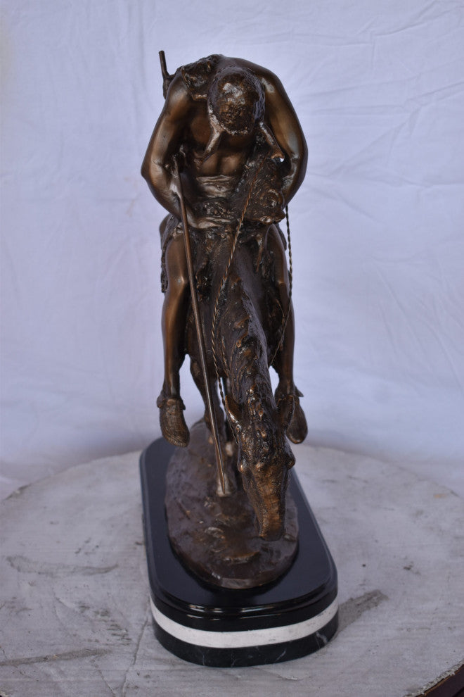End of The Trail, a James Fraser Replica Bronze Statue - Size: 7"L x 20"W x 21
