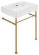 Claire 24" Console Sink White Basin Brushed Gold Legs With 8" Widespread Holes