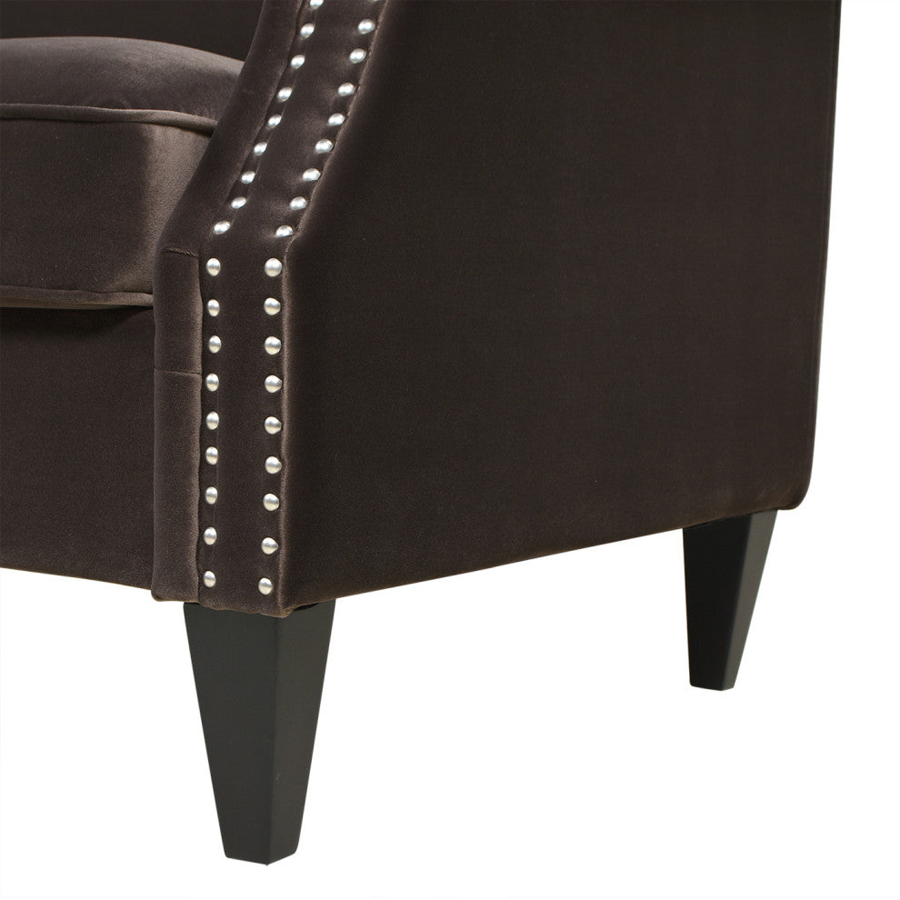 Elaine 77" Camel Back Small Space Sofa, Deep Brown Performance Velvet