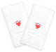 "I Love You" Embroidered White Hand Towels, Set of 2, Pink Heart