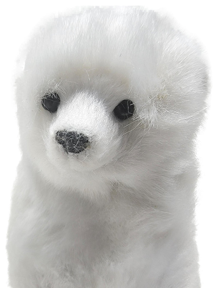 Plush Designer Furry Polar Bear Ornament White 5 in Adorable Figurine, Standing