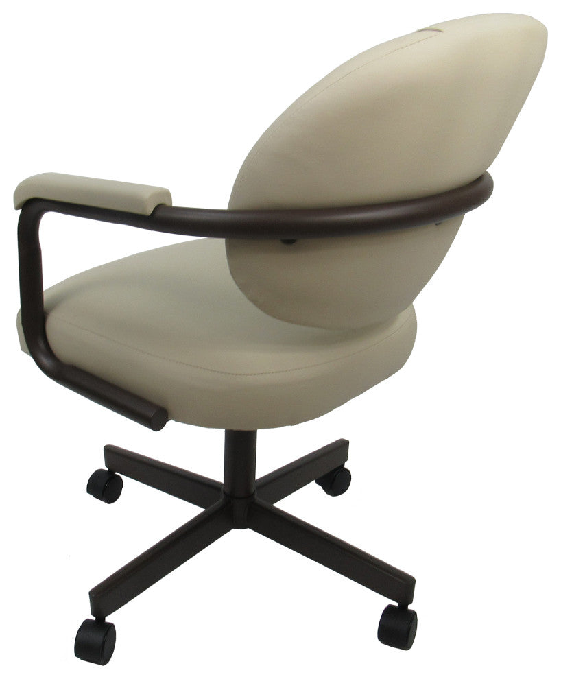 Set of 4, M-70 Swivel Tilt Dining Caster Chairs, Ocean Beige Vinyl on Coffee Chairs