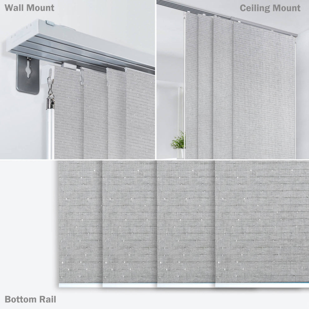 Adjustable Sliding Panel Track Blind 45.8"-86" W x 96" L, Classic, Diamond Silve