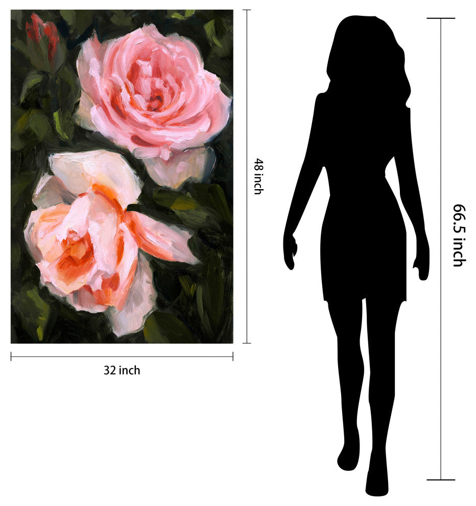 "Ethereal Roses" Frameless Reverse Printed Tempered Art Glass Wall Art, Tmp-210784-4832