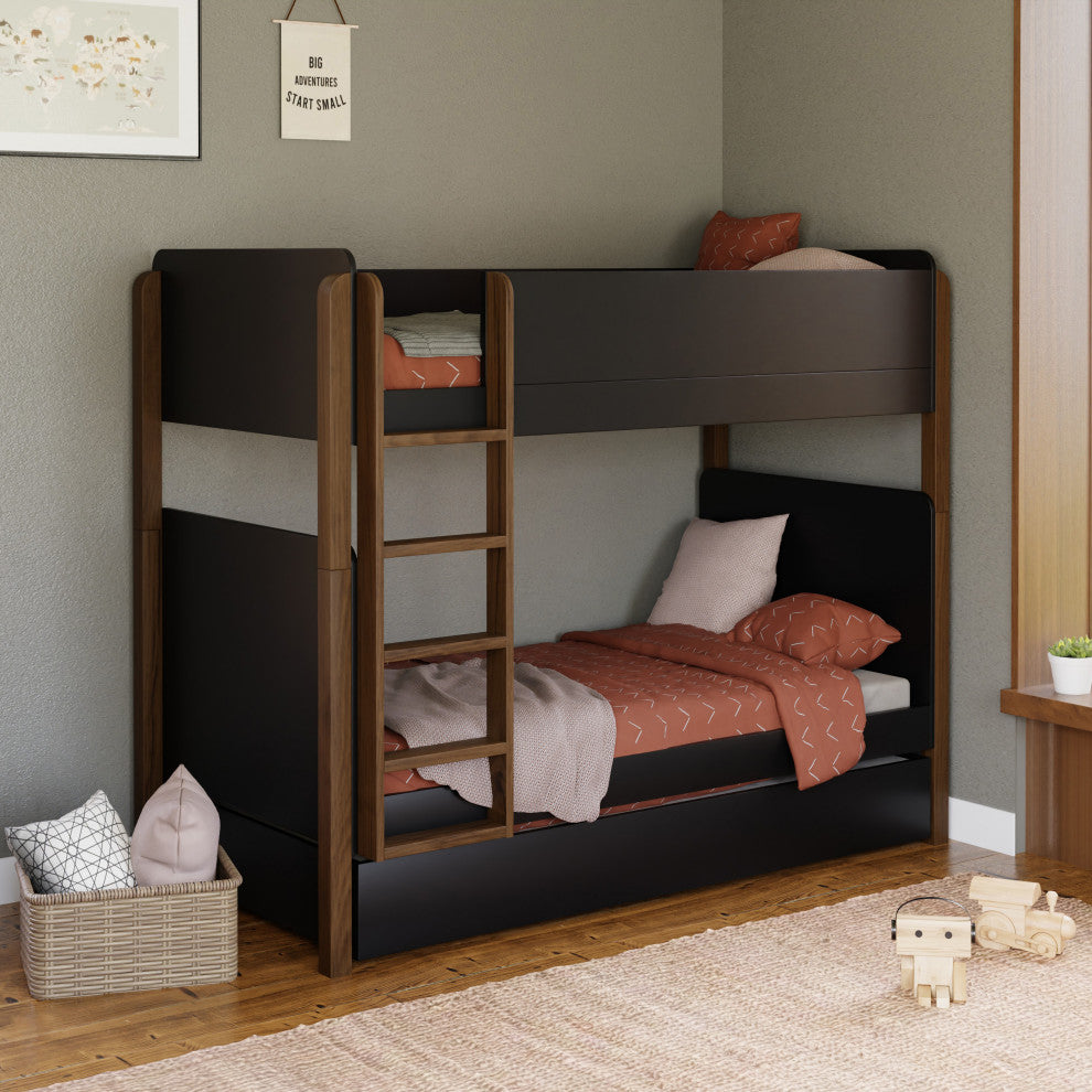 Universal Twin Storage Trundle Bed, Black