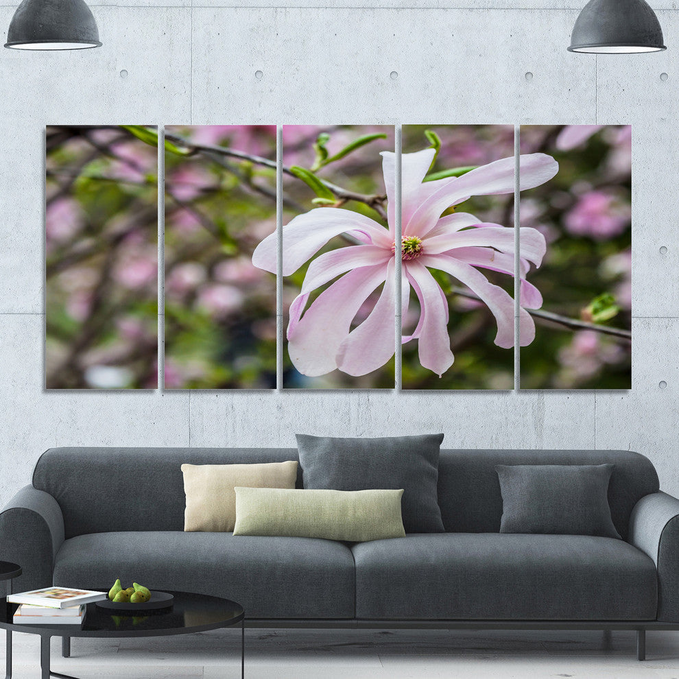 Beautiful Magnolia Flowers, Large Floral Canvas Art Print, 60"x28", 5 Panels