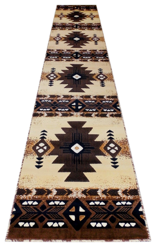 Angie Collection Runner 3' x 16' Brown Traditional Southwestern Style Area Rug