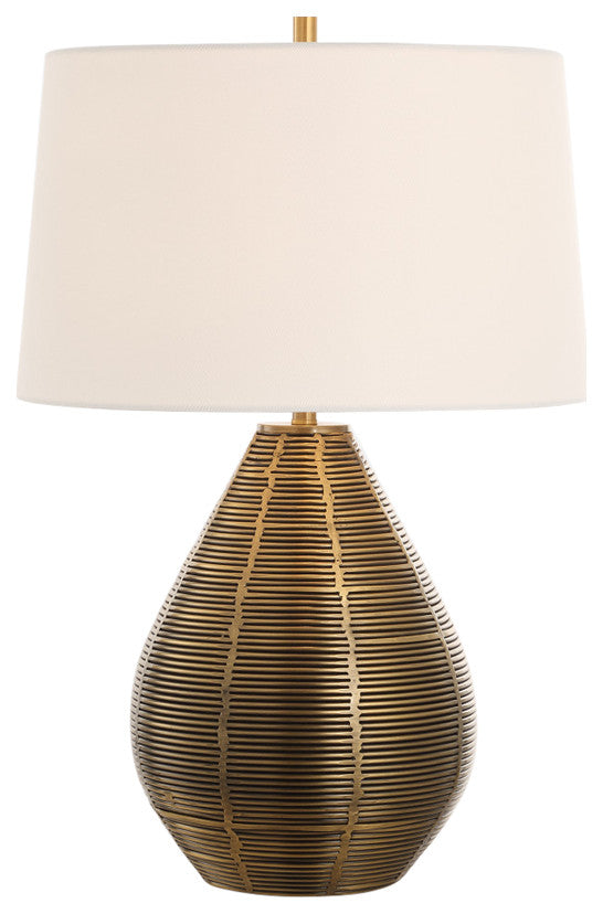 Uttermost Potter Striped Ivory Blue Table Lamp