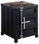 Benzara BM233861 Industrial Style End Table With Sliding Door Storage, Black