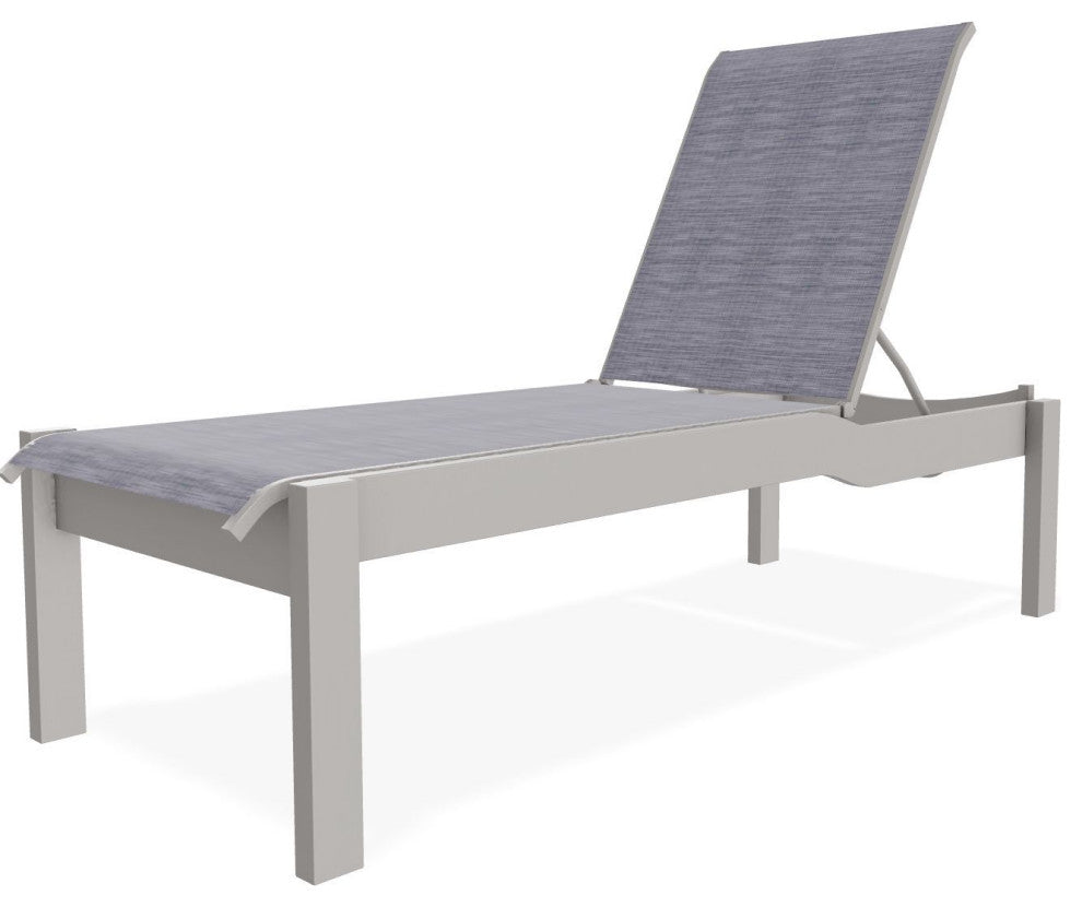 Leeward Sling Stackable Outdoor Chaise Lounge, Brooks/Warm Gray