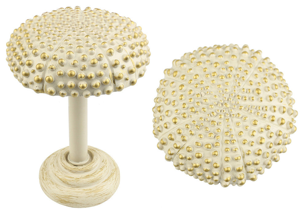 Urchin Drapery Holdback Medallion, Gilded French White