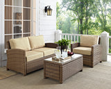 Bradenton 3-Piece Outdoor Wicker Seating Set With Cushions, Sand