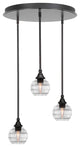 Empire 3-Light Cluster Pendalier, Espresso/Clear Ribbed