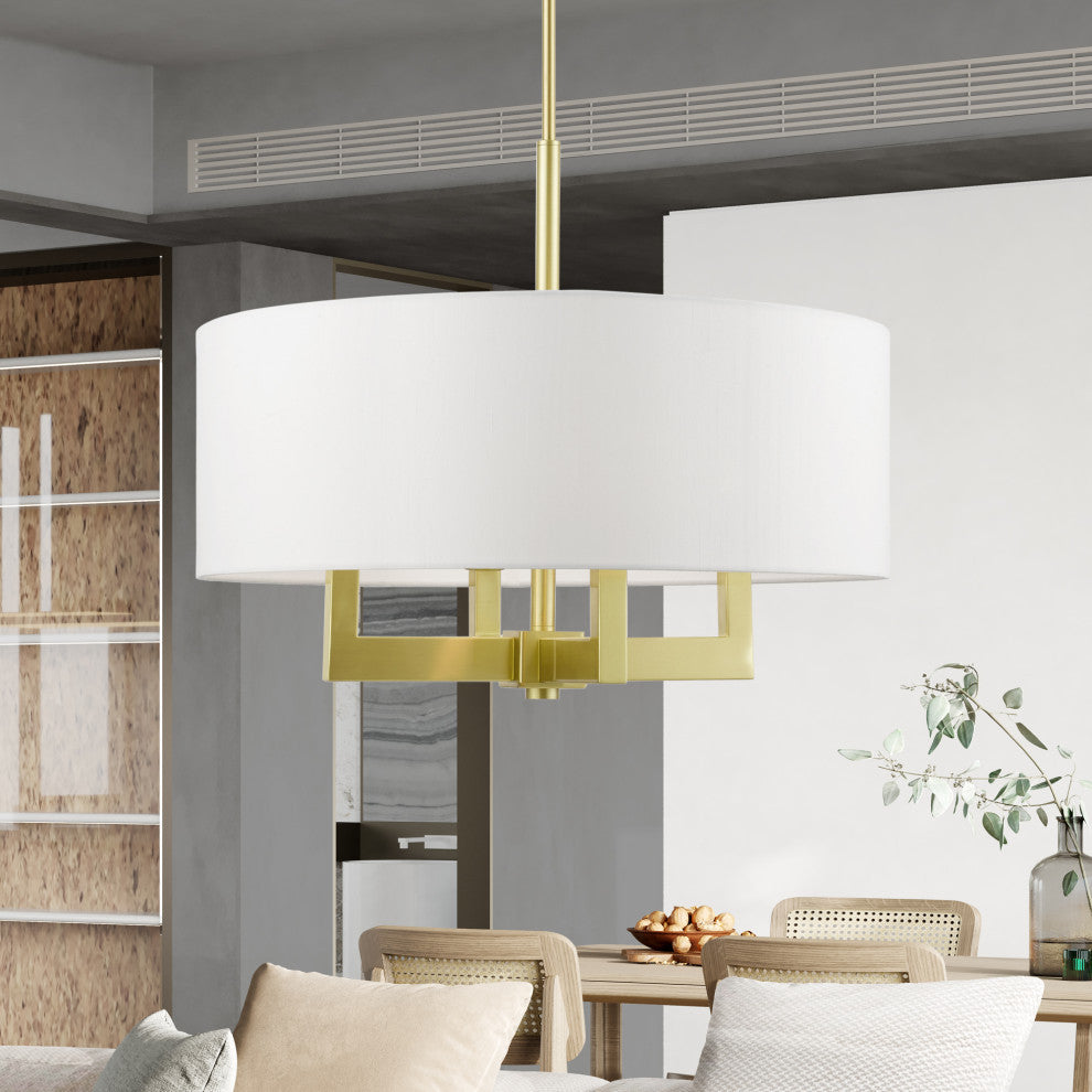 Cresthaven 4 Light Satin Brass Pendant Chandelier