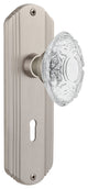 Deco Plate Single Dummy, Keyhole Crystal Victorian Knob, Satin Nickel, DECCVI
