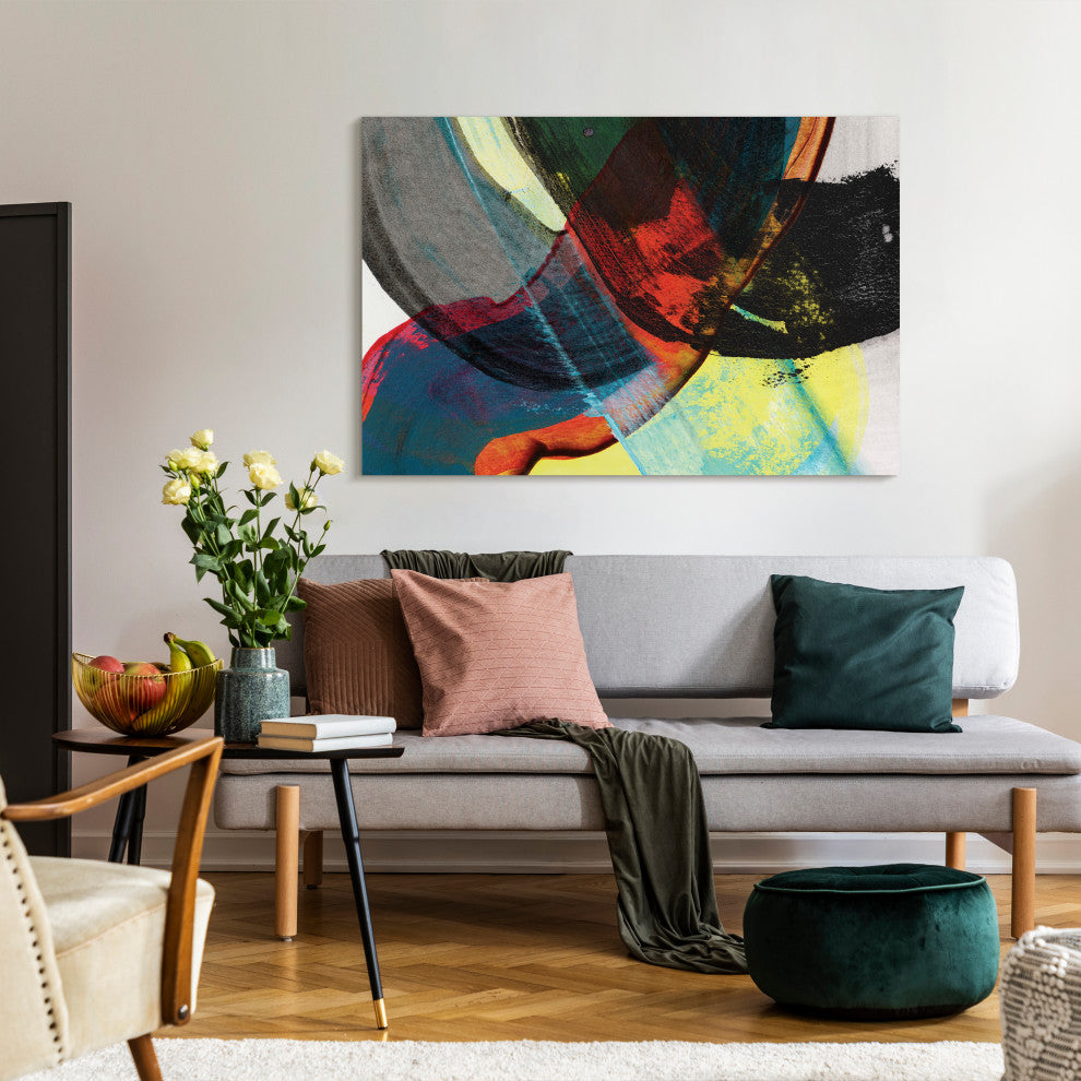 "Carnival Crossing AbstractII" Frameless Reverse Printed Tempered Glass Wall Art