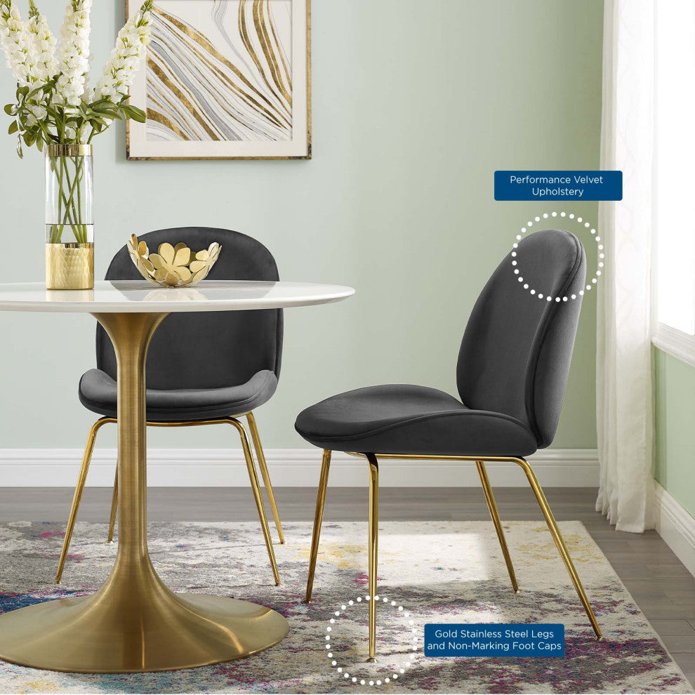 Side Dining Chair, Velvet, Metal, Black, Modern, Bistro Restaurant Hospitality