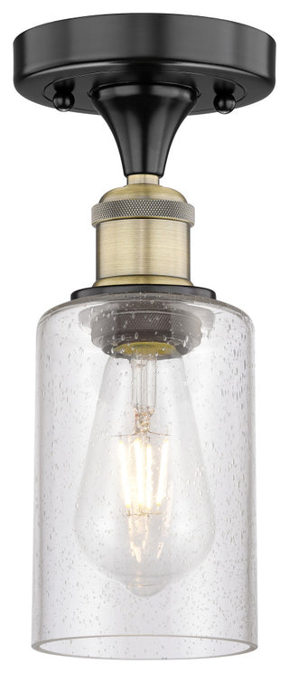 Clymer 1 3.875" Semi-Flush Mount Black Antique Brass