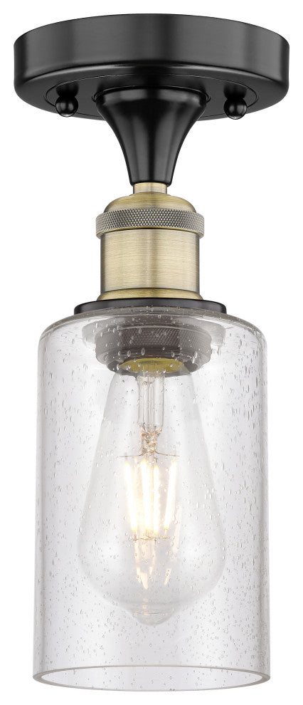 Clymer 1 3.875" Semi-Flush Mount Black Antique Brass