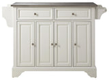LaFayette Stainless Steel Top Kitchen Island, White Finish