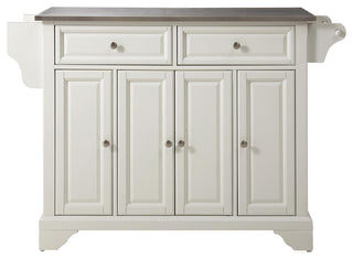 LaFayette Stainless Steel Top Kitchen Island, White Finish