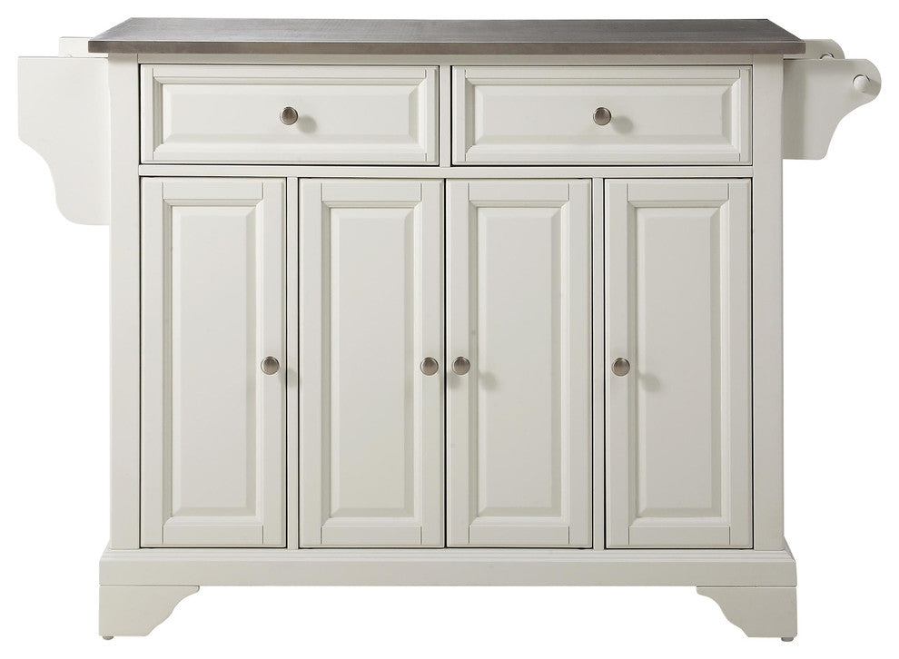 LaFayette Stainless Steel Top Kitchen Island, White Finish