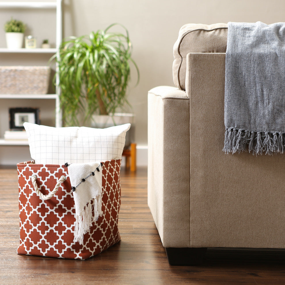 DII Polyester Bin Lattice Cinnamon Rectangle Large