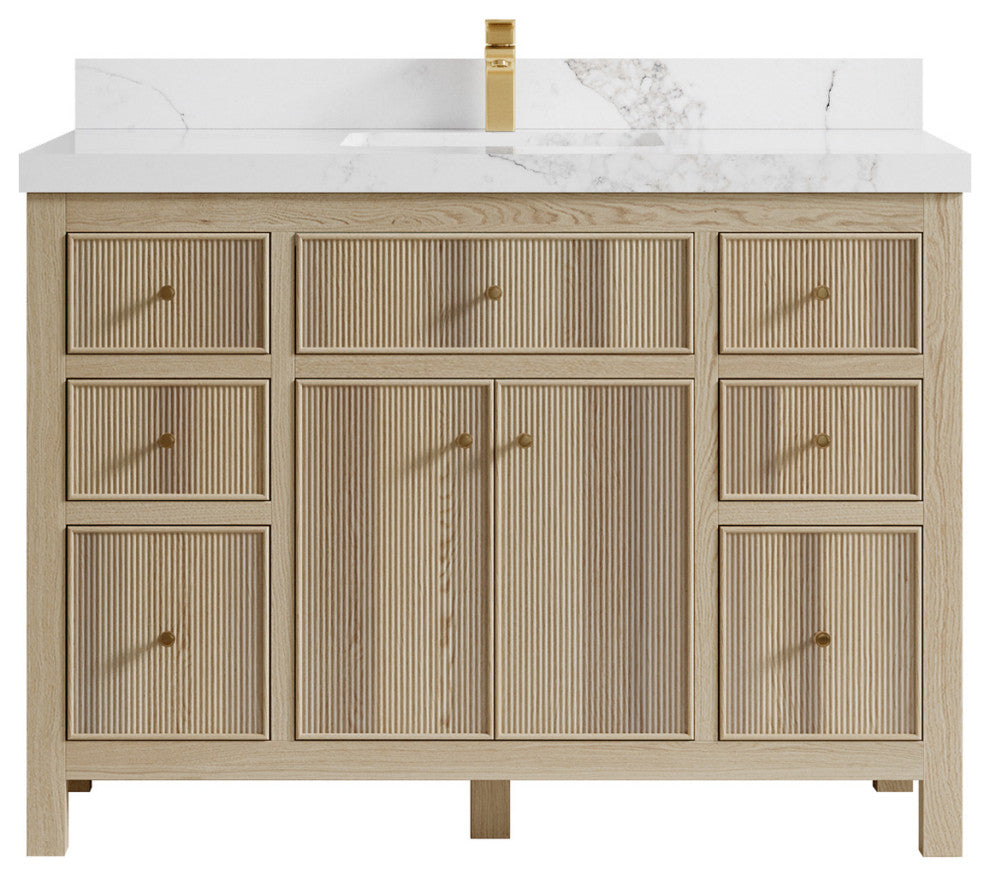 Sonoma Oak 48 Single Sink Bath Vanity with 2" Calacatta Nuvo