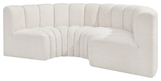 Arc Boucle Fabric Upholstered 4-Pc. Inward Curved Modular Sectional, Cream