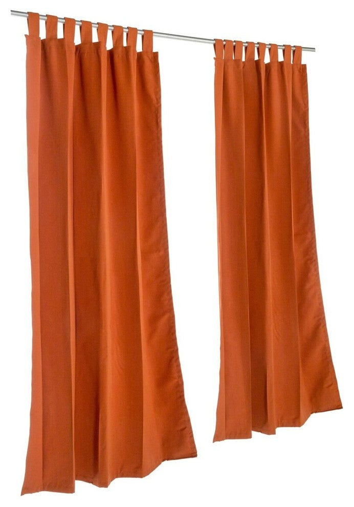 Canvas Rust Sunbrella Outdoor Curtain With Tabs, 108" Long