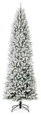 9ft Pre-Lit Flocked Pencil Fir Artificial Christmas Tree With 600 Warm Light