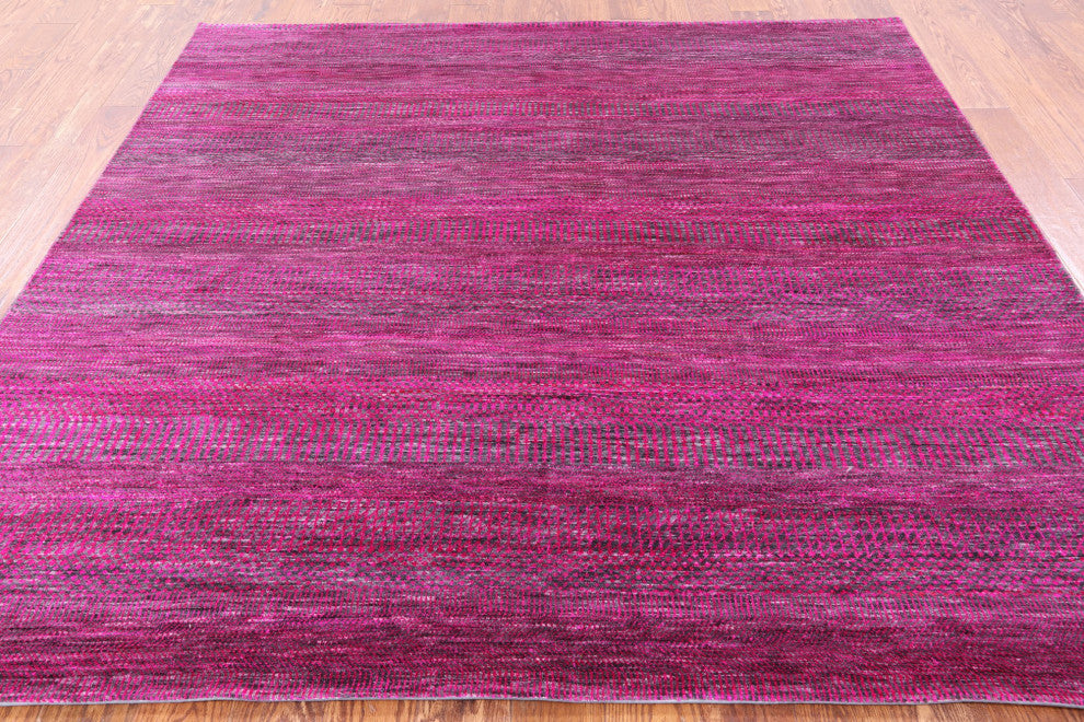 7' Square Wool and Silk Super Savannah Gabbeh Hand Knotted Rug Q6096