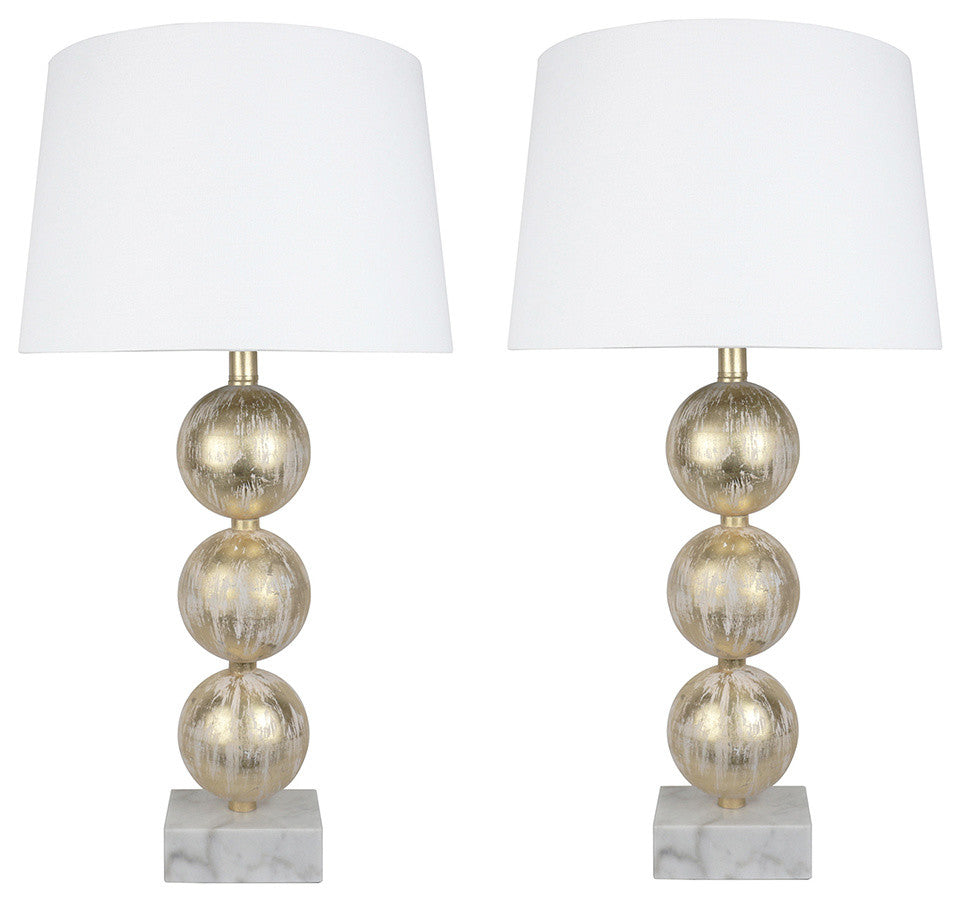 Urbanest, Set of 2, Voille Table Lamps, Seville Gold with White Marble