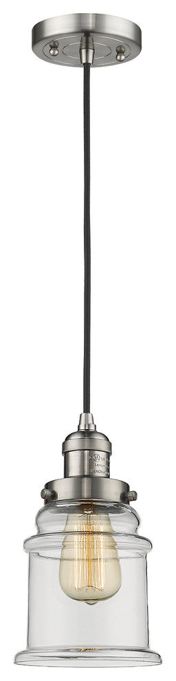 Canton 1-Light LED Mini Pendant, Brushed Satin Nickel, Glass: Clear