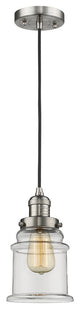 Canton 1-Light LED Mini Pendant, Brushed Satin Nickel, Glass: Clear