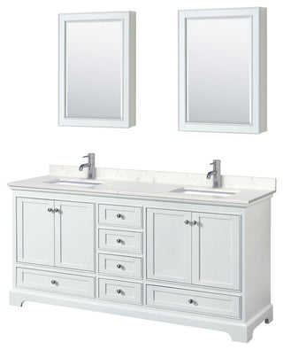 Wyndham Collection WCS202072D-VCA-MED Deborah 72" - White / Carrara Cultured