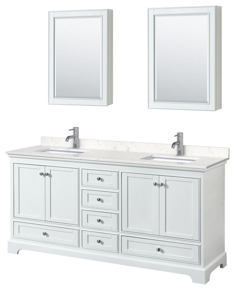 Wyndham Collection WCS202072D-VCA-MED Deborah 72" - White / Carrara Cultured