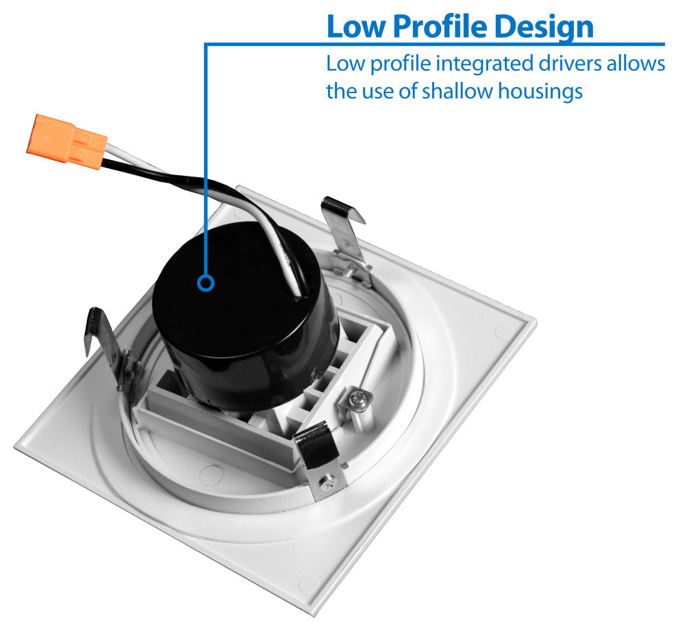 4" White Square Multi-Adjustable Recessed LED Downlight, 2700k