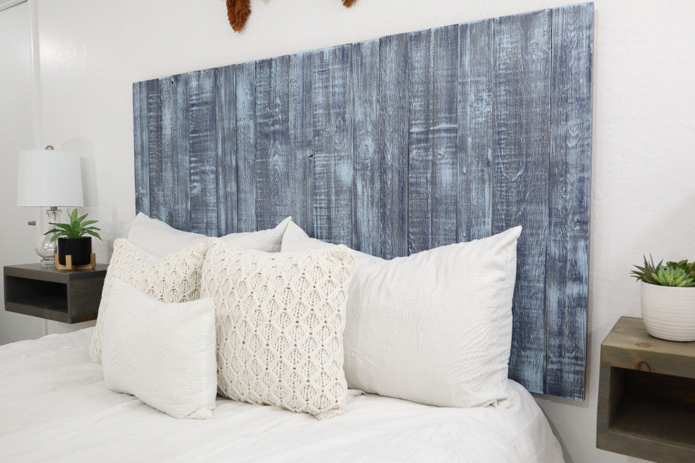 Handcrafted Headboard, Hanger Style, Blue Stonewash, Queen