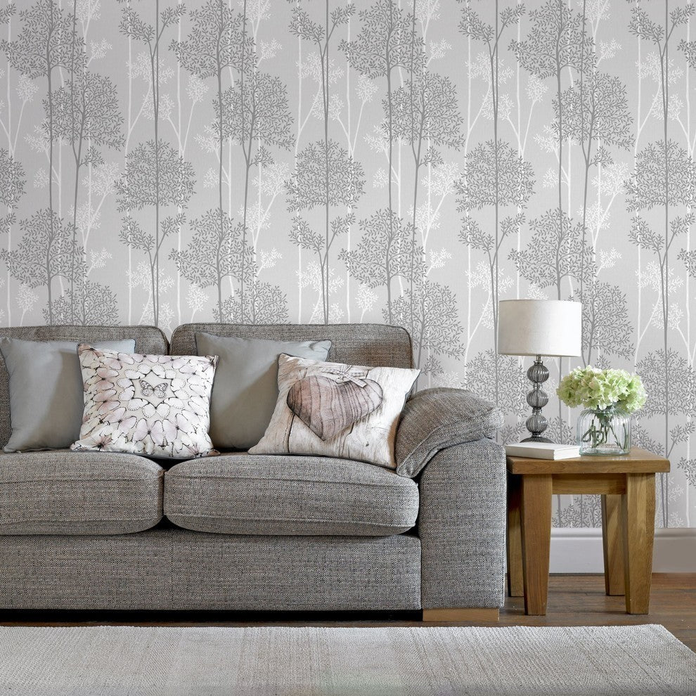 Eternal Charcoal/Silver Wallpaper, Gray, 20x396