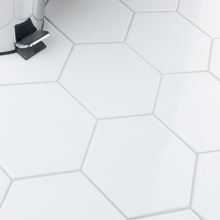 Hextile Ceramic Floor and Wall Tile, Glossy Blanco, 25