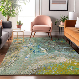 Premium Machine Washable Mayfield AMF588 Teal 3' x 5' Rug