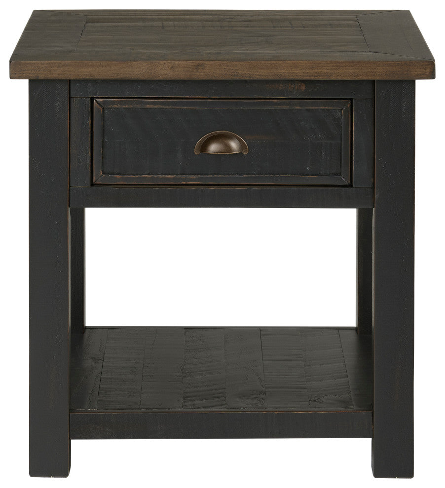 Monterey End Table, Two-Tone Black and Brown