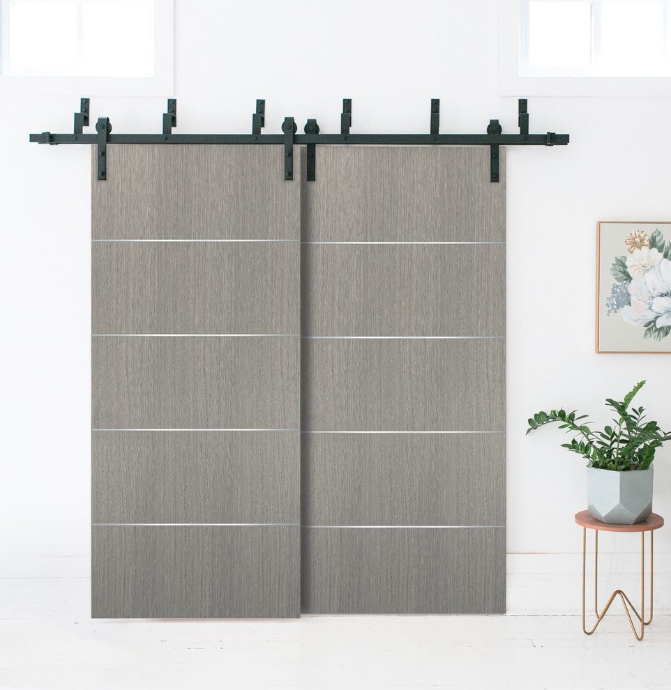 Slab Barn Door Panel 36 x 80 | Planum 0020 Grey Oak | Solid Doors Pocket Closet