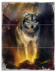 "Calm Wolf Illustration" Glossy Metal Wall Art, 3 Panels, 28"x36"